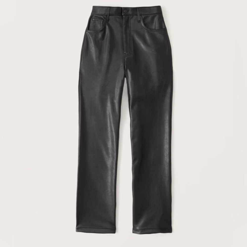 Abercrombie & Fitch Curve Love Vegan Leather 90s Straight Pant